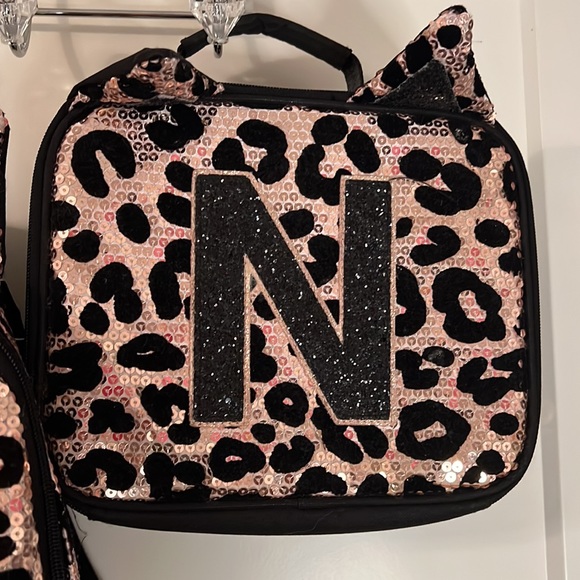 Cheetah / Leopard sequin Justice initial N backpack - Picture 3 of 4